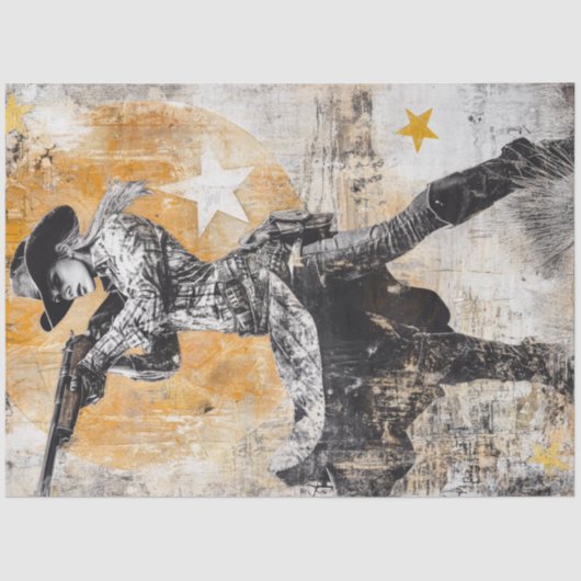 Decoupage Poster Western Cowgirl Sheriff Tissuepapier (Voorkant)