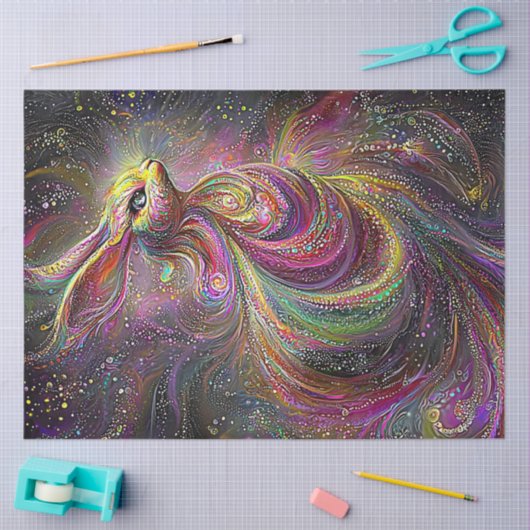 Decoupage Psychedelic Whimsical Easter Rabbit Tissuepapier (Craft)