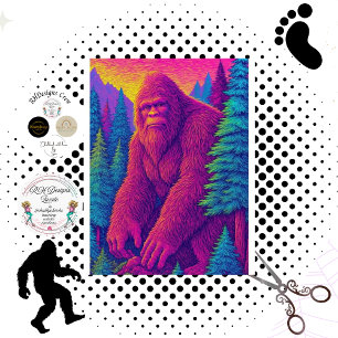 Decoupage Psychedelische Bigfoot Magenta Vacht  Tissuepapier