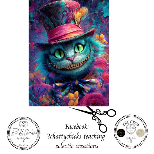 Decoupage Psychedelische Cheshire Cat Fantasie Kun Tissuepapier
