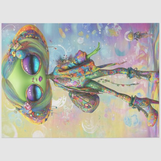 Decoupage Psychedelische Mode Meisje Karakter Link Tissuepapier (Voorkant)