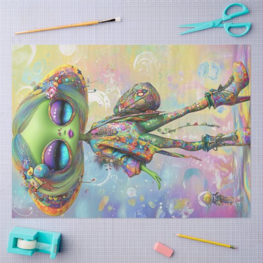 Decoupage Psychedelische Mode Meisje Karakter Tissuepapier (Craft)