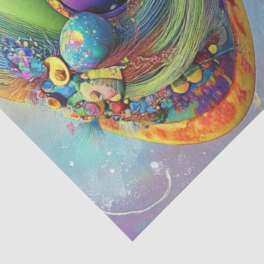 Decoupage Psychedelische Mode Meisje Karakter Tissuepapier (Detail)