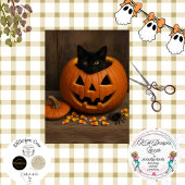 Decoupage Pumpkin Black Cat Spider voor Halloween Tissuepapier