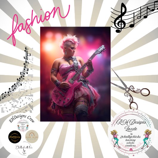 Decoupage Punk Rocker Pink Tissuepapier