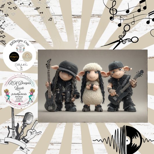 Decoupage Punk Sheep Fur Feather Funk Band Tissuepapier