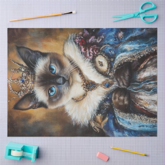 Decoupage Queen Siamese Cat Tissuepapier (Craft)