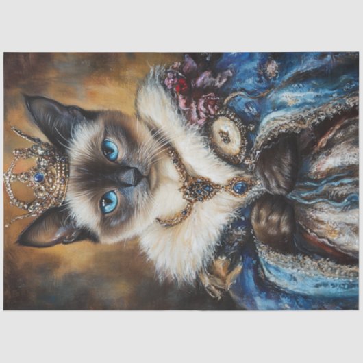 Decoupage Queen Siamese Cat Tissuepapier (Voorkant)