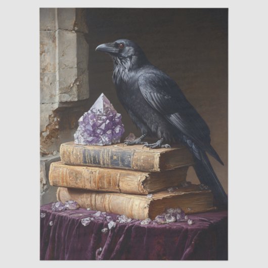 Decoupage Raaf en Amethist Gotisch Tissuepapier (Voorkant)