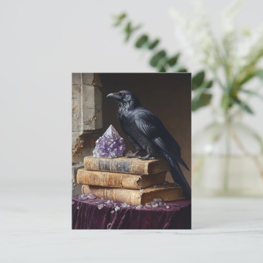 Decoupage Raven en Amethyst Gothic Briefkaart (Staand voorkant)