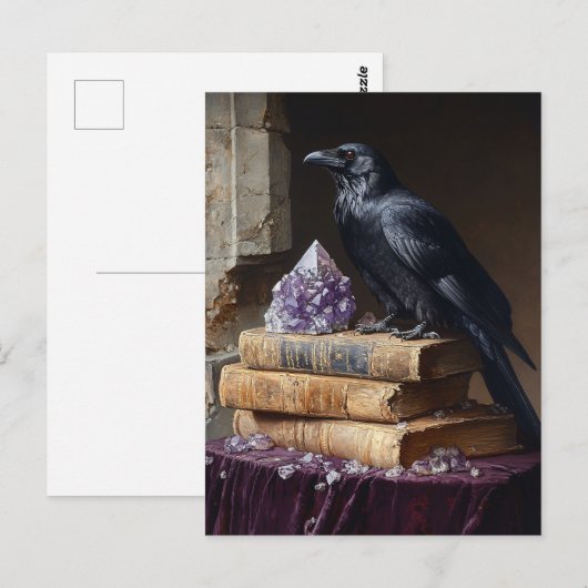 Decoupage Raven en Amethyst Gothic Briefkaart (Voorkant / Achterkant)