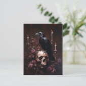 Decoupage Raven op schedel met kaarsen Briefkaart (Staand voorkant)