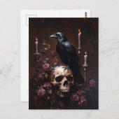 Decoupage Raven op schedel met kaarsen Briefkaart (Voorkant / Achterkant)