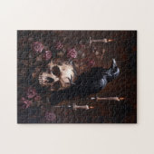 Decoupage Raven op schedel met kaarsen Legpuzzel (Horizontaal)