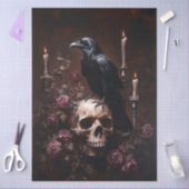 Decoupage Raven op schedel met kaarsen Tissuepapier (Craft)