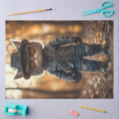 Decoupage Rebellious Cat Leather Jacket is Duw Tissuepapier (Craft)