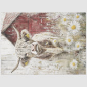 Decoupage Red Barn Highland Koe Bloemenveld Tissuepapier (Voorkant)