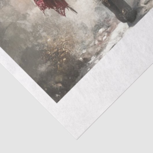 Decoupage Red Faries to fit 11 x 14 Canvas  Tissuepapier (Detail)