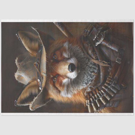 Decoupage Red Fox Steampunk Bandito Tissuepapier (Voorkant)