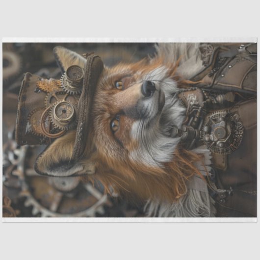 Decoupage Red Fox Steampunk Tissuepapier (Voorkant)