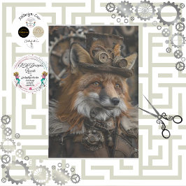 Decoupage Red Fox Steampunk Tissuepapier