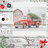 Decoupage Red Truck & Barn Farm Winter Scene Tissuepapier