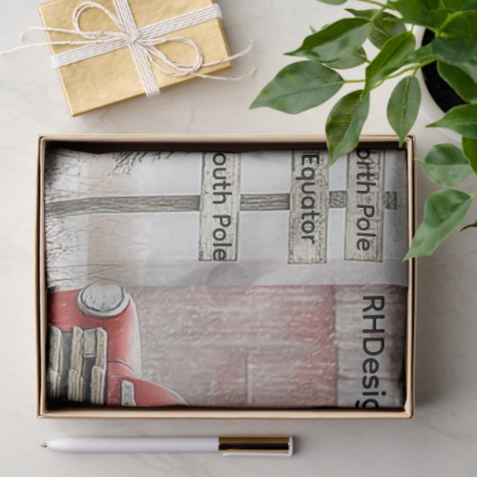 Decoupage Red Truck & Barn Farm Winter Scene Tissuepapier (Geschenk)