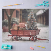 Decoupage  Red Wagon Sneeuwscène Tissuepapier (Craft)