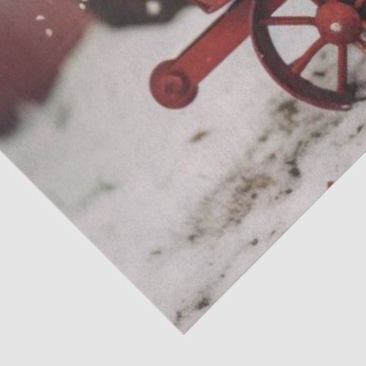 Decoupage  Red Wagon Sneeuwscène Tissuepapier (Detail)