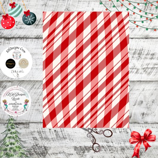 Decoupage Red White Peppermint Background Tissuepapier