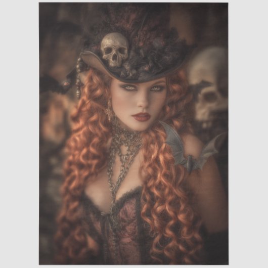 Decoupage Redheaded Gothic Good Witch Tissuepapier (Voorkant)