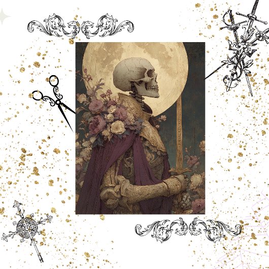 Decoupage Regal King Skeleton Gothic Elegance Tissuepapier
