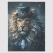 Decoupage Regal Lion Blue Suit Sophisticated Tissuepapier (Voorkant)