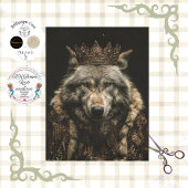 Decoupage Regal Royalty Wolf  Portrait Tissuepapier