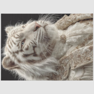 Decoupage Regal White Tiger Portrait Fantasy Nobel Tissuepapier