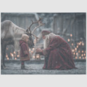 Decoupage Rendier Child Santa Winter Scene Tissuepapier (Voorkant)