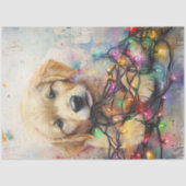 Decoupage Retriever Puppy Gewikkeld Kerstlicht Tissuepapier (Voorkant)