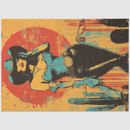 Decoupage Retro Pop Art Cowgirl Pin Up Poster Tissuepapier