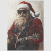 Decoupage Rock & Roll Kerstman Elektrische Gitaar Tissuepapier (Voorkant)