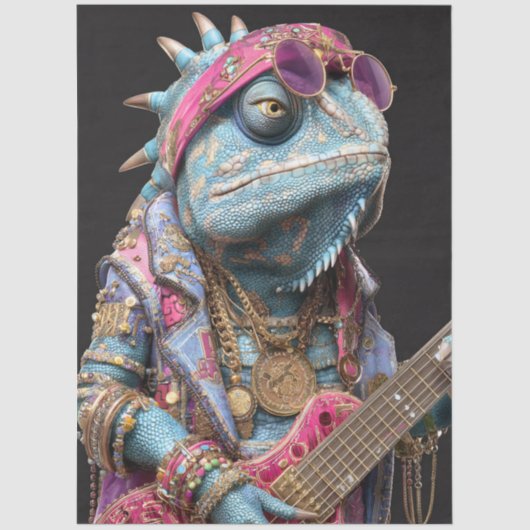 Decoupage Rockstar Chameleon Fur Feather Funk Band Tissuepapier (Voorkant)