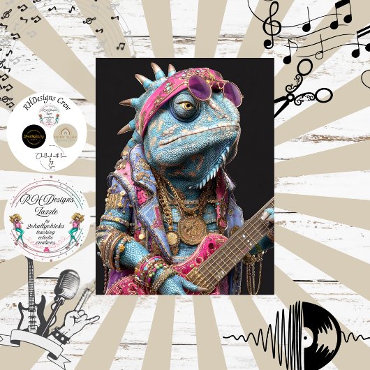 Decoupage Rockstar Chameleon Fur Feather Funk Band Tissuepapier