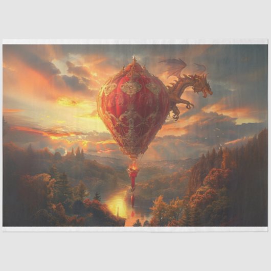 Decoupage Rode Hete Luchtballon & Draak Tissuepapier (Voorkant)