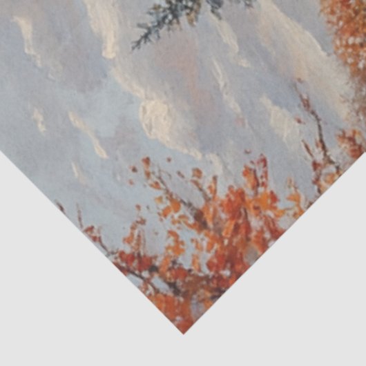 Decoupage Rode Overdekte Brug Winter Scene Tissuepapier (Detail)