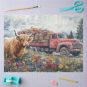 Decoupage  Rode Vrachtwagen Veldbloemen Tissuepapier (Craft)