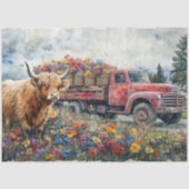 Decoupage  Rode Vrachtwagen Veldbloemen Tissuepapier (Voorkant)