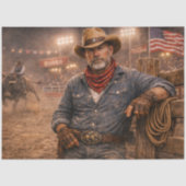 Decoupage Rodeo Cowboy Amerikaanse Vlag Tissuepapier (Voorkant)
