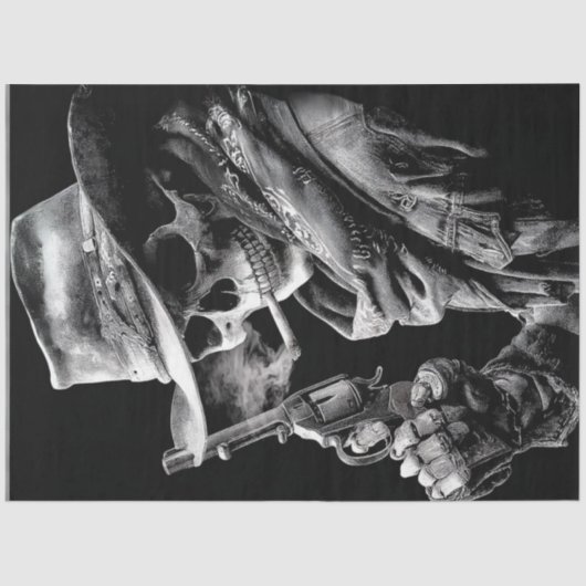 Decoupage Roken Gothic Skelet Cowboy Gunslinge Tissuepapier (Voorkant)
