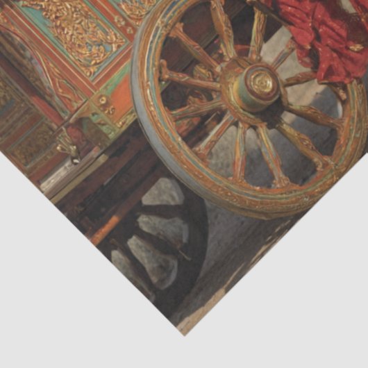 Decoupage Romani zigeunervrouw Vardo Wagon Tissuepapier (Detail)