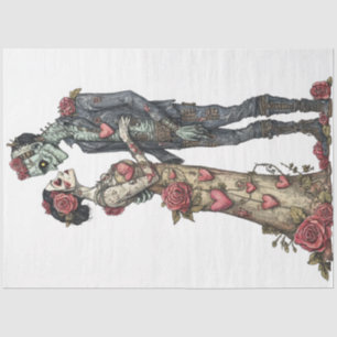 Decoupage Romantische Zombie Paar Valentijn Omarm Tissuepapier