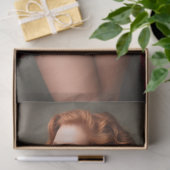 Decoupage roodharige vrouw rood korset tissuepapier (Geschenk)